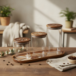 Glass Spice Jar Set - 3 Pcs	